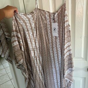 Manaola Taupe and White Printed Flowing Women's Dress